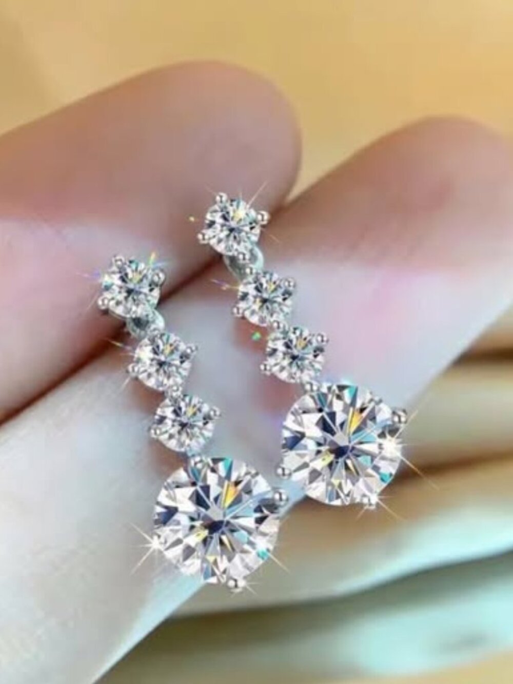 Certified 2.6 ct  Moissanite Diamond Earrings 925 Sterling Silver